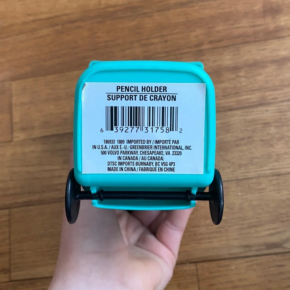 Pencil Holder MINI Recycling Bin For Desks w/ lid that opens- teal
